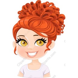 Cheerful Red-Haired Cartoon Girl