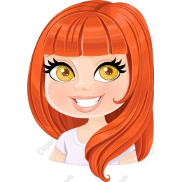 Cheerful Cartoon Red-Haired Girl