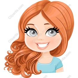 Cartoon Girl with Red Hair