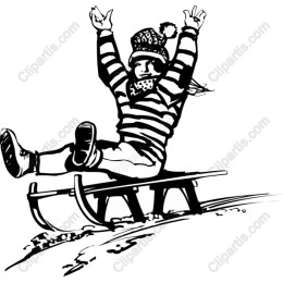 Winter Joy: Playful Sledding Child