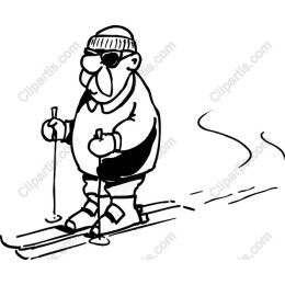 Cheerful Elderly Man Skiing