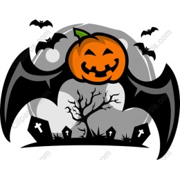Halloween Pumpkin and Bat Wings