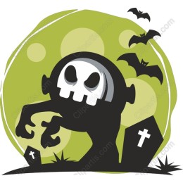 Spooky Skull and Graveyard Halloween