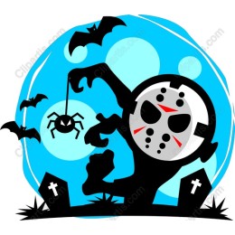 Spooky Masked Figure with Spider Halloween