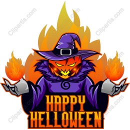 Fiery Pumpkin Sorcerer Halloween