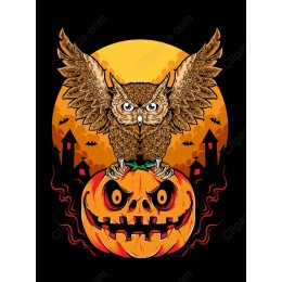 Spooky Owl and Pumpkin