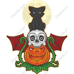 Halloween Cat and Skull