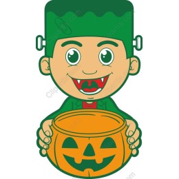 Cheerful Halloween Monster with Pumpkin