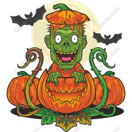 Whimsical Zombie Pumpkin Clipart