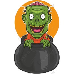 Whimsical Zombie in Cauldron