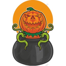 Spooky Pumpkin in Cauldron