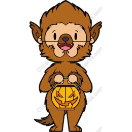 Cute Werewolf with Pumpkin