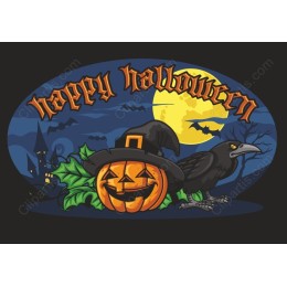 Happy Halloween Pumpkin and Raven