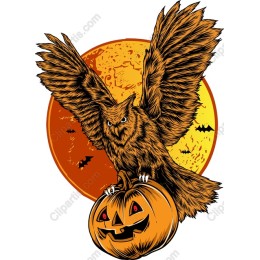 Majestic Owl with Pumpkin Halloween