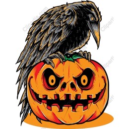 Halloween Raven and Pumpkin work