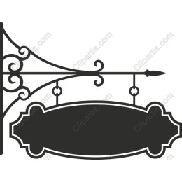 Elegant Vintage Wrought Iron Signboard
