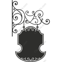 Vintage Hanging Sign with Ornate Swirls