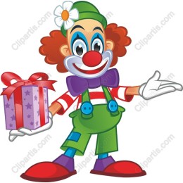 Cheerful Clown with Gift