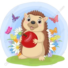 Charming Hedgehog Holding Apple
