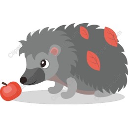 Charming Hedgehog with Apple and Leaves