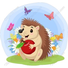 Charming Hedgehog with Apple