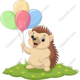 Cheerful Hedgehog with Balloons