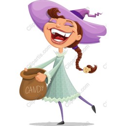 Joyful Witch with Candy - Whimsical