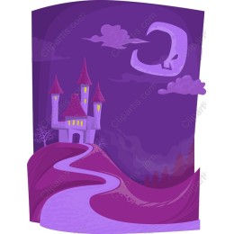Whimsical Castle in Purple Sky