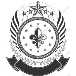 Heraldic Emblem with Stars and Wings