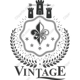 Vintage Castle Emblem with Fleur-de-Lis
