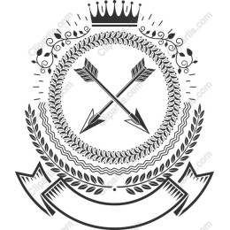 Regal Crest: Crossed Arrows & Crown