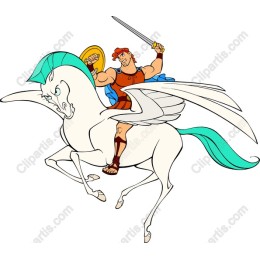 Mythical Warrior on Winged Horse