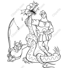 Mythological Hero and Dragon