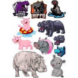 Hippo Clipart Bundle - Whimsical