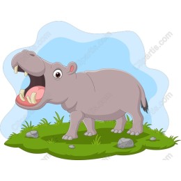 Playful Cartoon Hippo