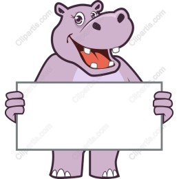 Playful Hippo Holding Blank Sign