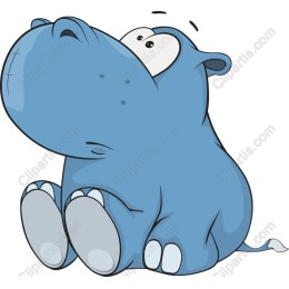 Blue Cartoon Hippopotamus