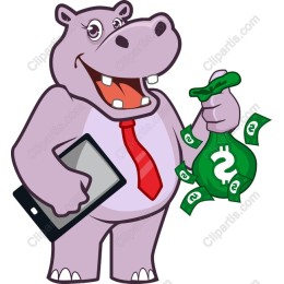 Cheerful Hippo Businessman