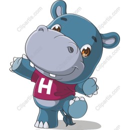 Cheerful Hippo Character