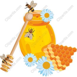 Honey Jar with Bees and Daisies