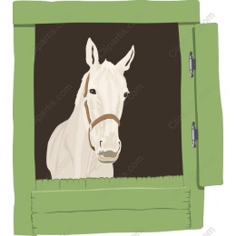 White Horse in Stable Window