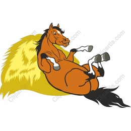 Cheerful Horse Rolling in Hay