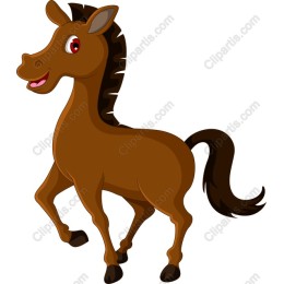 Cheerful Cartoon Brown Horse