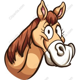Cheerful Cartoon Horse Head