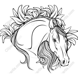 Majestic Horse with Foliage