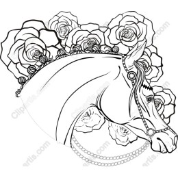 Elegant Horse and Roses Drawing