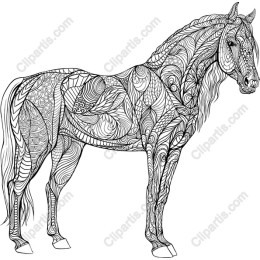 Intricate Horse Line Art