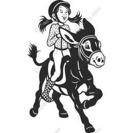 Joyful Girl Riding Donkey