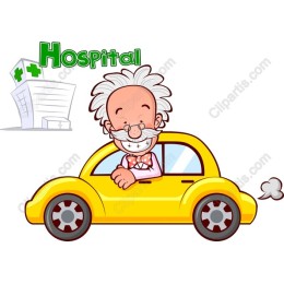 Cheerful Doctor in Yellow Car
