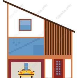 Modern House with Yellow Car